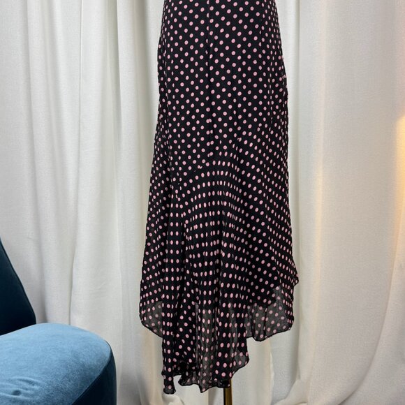 Vintage 90s Polka Dot Bias-Cut Crepe Midi Dress sz Large/12-14 - Picture 8 of 11